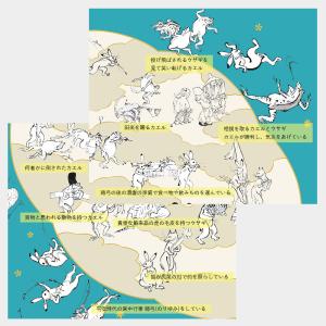 むす美 100 鳥獣人物戯画 帯付 風呂敷 約...の詳細画像5