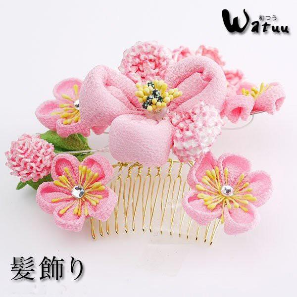 つまみ細工 髪飾り コサージュ Watuu/和つう/ブランド 日本製 最安値に挑戦 ピンク 白 ヘア...