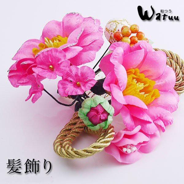 髪飾り 在庫限り 大特価 つまみ細工 コサージュ Watuu/和つう/ブランド 日本製 ピンク 金 ...