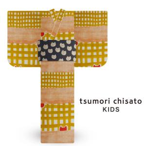 夏 tsumori chisato ツモリチサト キッズ 子供 女児 浴衣 夏祭 6サイズ 格子 黄色 ピンク 5ty16｜kimono-cafe