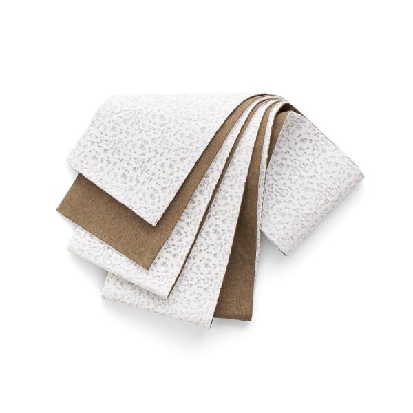 百華園　レース半幅帯　花繋ぎ　白