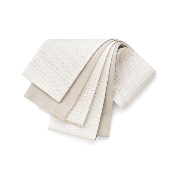 【再入荷】百華園　レース半幅帯　花繋ぎ　白×サンドベージュ