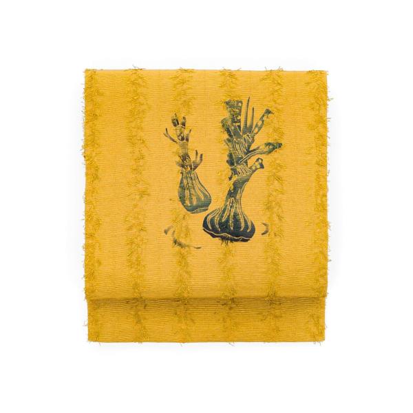 ひげ紬　型染め　玉ねぎ