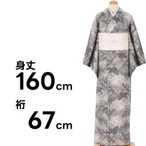 特選 大島紬 白大島 着物 中古 正絹 カジュアル 花鳥文様 流水 平安