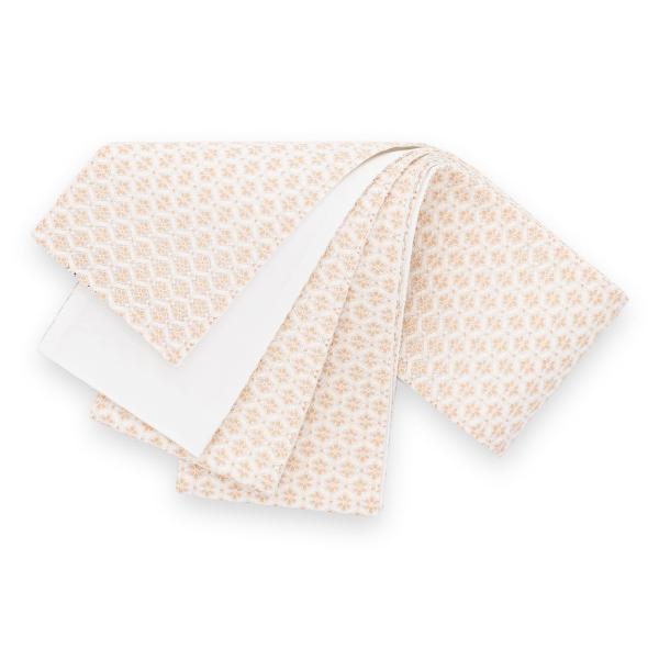 新品　百華園　レース半幅帯　花繋ぎ　白×杏色