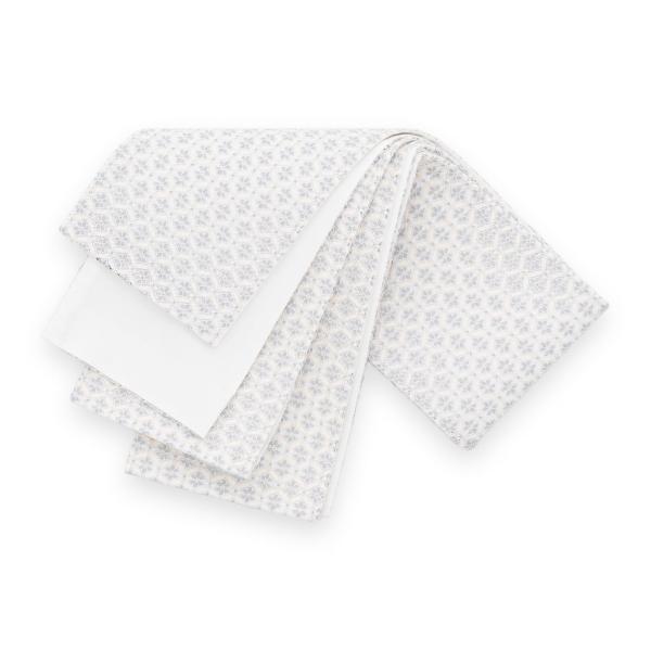 新品　百華園　レース半幅帯　花繋ぎ　白×水色