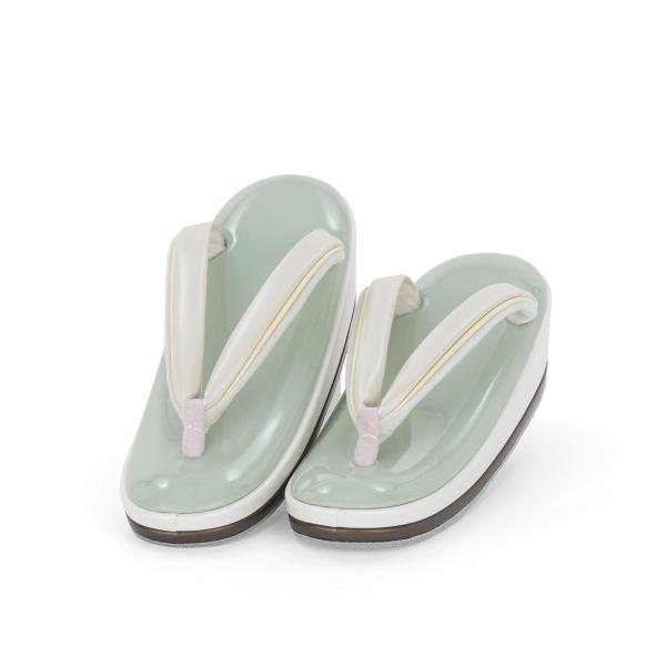 【M】新品　本皮草履　れん　アイスグリーン