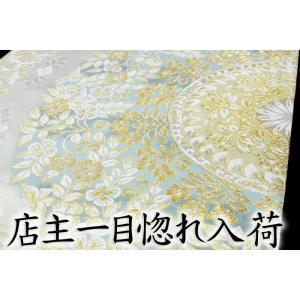 袋帯 西陣 洛陽織物 白地 花唐草 模様 正絹 六通 和装 着物 sc3703｜kimono-chidori