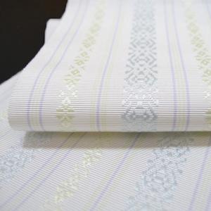 浴衣帯 半幅帯 博多織 白地 オフホワイト 水色 薄