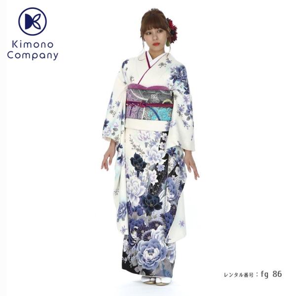 振袖レンタル 小さいサイズ 小柄 正絹 シンプル fg-86b フルセット一式 着物 人気 ネット ...