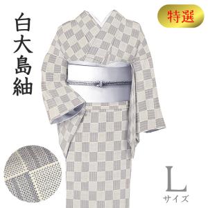 着物だいやす SALE525□本場大島紬□白大島紬 草花縦縞文