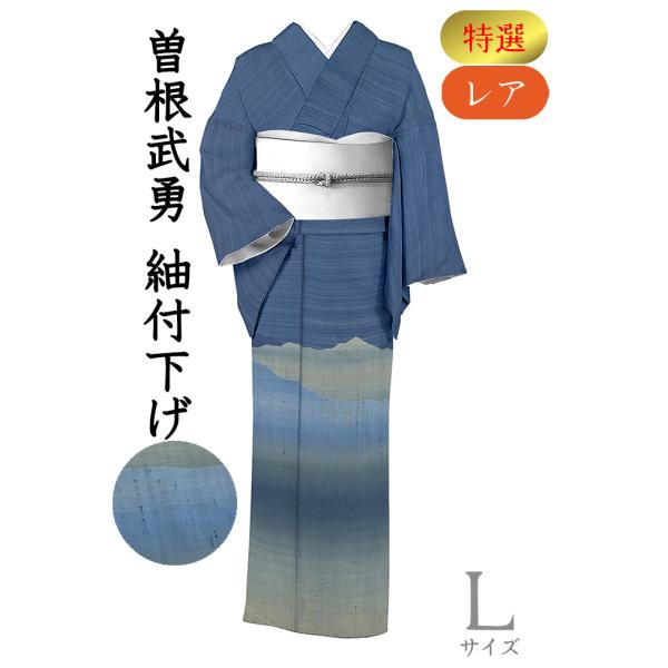 着物だいやす SALE580■紬■レア♪伝統工芸士　曽根武勇　付下げ柄　すくい織　山霞文　特選　身長...