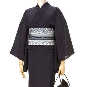 撫松庵 絵羽 カラー ネイビー セオアルファ 単衣 夏着物 浴衣 仕立て