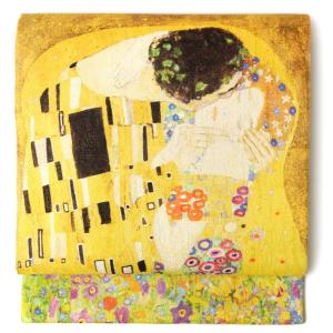 名古屋帯 クリムト 接吻 染め帯 黄 金 黒 絵画 アールヌーヴォー