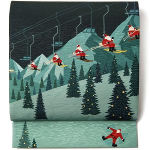 京袋帯 WAKKA アフタークリスマス 緑 深緑トナカイ