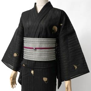 撫松庵 あやめ縞 水色 セオアルファ 単衣 夏着物 浴衣 菖蒲 仕立て