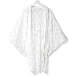 薄羽織 レース カットボイル 白 水玉 長羽織 コットン ボイル 着物 コート レディース｜kimono-dearjapan