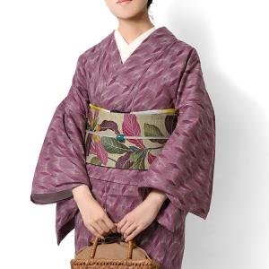 プレタ着物 袷 白系 アイボリー 花唐草 更紗 モダン 小紋 カジュアル