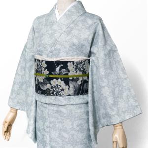 着物 洗える着物 袷 ブルー ブルーグレー シック モダン