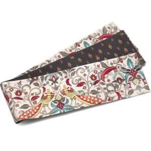 半幅帯 正絹 モデル おりびと 織美桐 白 オフホワイト オレンジ