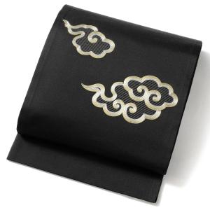 撫松庵 京袋帯 雲 黒 金 正絹 刺繍 金駒刺...の詳細画像1
