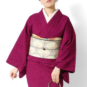 着物 小紋 反物 正絹 反物のみ 丹後ちりめん ピンク地椿柄 送料無料