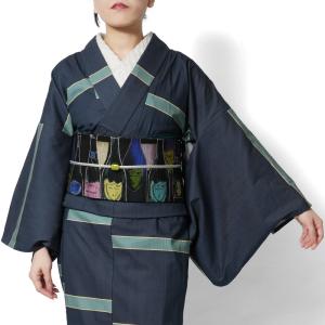 ポーラ絣 シルクウール夏の着物 黒地絣（夏のおしゃれ着物） : 京都