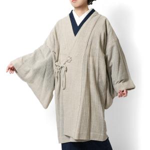 道中着 ウールガーゼ ベージュ ナチュラル 塵除け 和装 コート 薄物 羽織もの 秋 春 日本製｜kimono-dearjapan