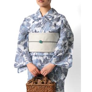 浴衣 美術サロン 藍捺染 線花 藍 紺 白地 ...の詳細画像2