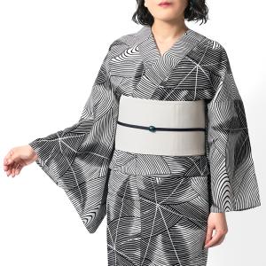 浴衣 JUNKO KOSHINO セオアルファ 流水 紅葉 波 白 黒 モノトーン レディース シック 上品 カッコイイ 女性用 仕立上がり 単品 日本製 夏着物