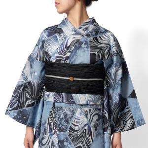 ゆかた 「パラソル」 ViVi ファンシー ボーダー柄 綿ゆかた 仕立上り品