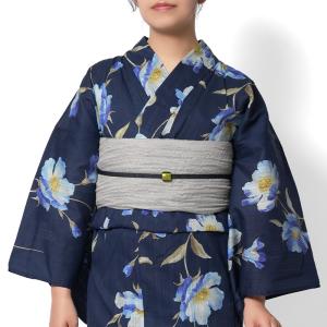浴衣 ブルーフラワー ネイビー 青 紺 花 レディース 10代 20代 30代 40代 50代 仕立上がり 単品 兵児帯 浴衣セット