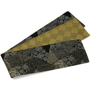 半幅帯 きれどり 黒 からし ダマスク ラメ糸 ...の商品画像