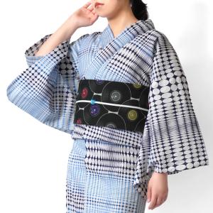 浴衣 綿紅梅 水玉 ドット 青 白 紺 グラデーション モダン ポップ レトロ レディース 30代 40代 50代 レトロ 夏着物 単品 浴衣セット 兵児帯 女性用