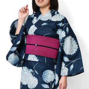 浴衣 紫陽花 紺 ネイビー セパレート 二部式 モノトーン 花 レディース 紺地 綿 上品 女性用 仕立上がり 単品 兵児帯 セット 10代 20代 30代 40代 ゆかた