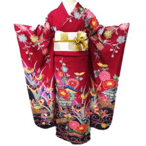 袋帯 振袖用 中古 リサイクル 正絹 フォーマル 仕立て上がり 六通 花模様 桜 菊 箔糸 緑色 多色 金 きもの北條 A978-17 袋帯 振袖用 中古 リサイクル 正絹 フォーマル 仕立て上がり 六通 花