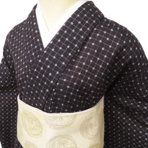 特選 小紋 着物 未使用 正絹 袷 カジュアル 作家物 落款 花模様