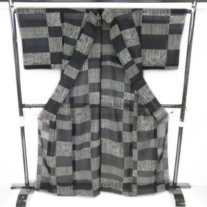 夏物 着物 中古 正絹 紗紬 カジュアル 市松...の詳細画像2