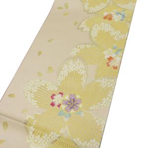 袋帯 中古 リサイクル 正絹 フォーマル 仕立て上がり 六通 唐織 花模様 菊 萩 七宝 箔糸 象牙色 多色 金 きもの北條 A1104-15 袋帯 中古 リサイクル 正絹 フォーマル 仕立て上がり 六通 唐織 花模様