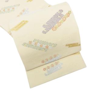 袋帯 中古 リサイクル 正絹 紬地 カジュアル 仕立て上がり 六通 夢倭織  