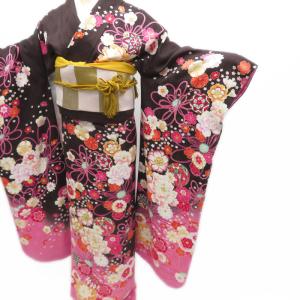 袋帯 振袖用 中古 リサイクル 正絹 フォーマル 仕立て上がり 六通 花模様 桜 箔糸 黒色 多色 金 きもの北條 A1184-12 袋帯 振袖用 中古 リサイクル 正絹 フォーマル 仕立て上がり 六通 花