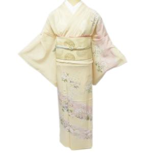 Kiyoko Miyamoto✺正絹 田村哲彦落款 トール訪問着A1602 正絹 友禅作家 田村哲彦落款 雀 トールサイズ 訪問着 着物 A1602