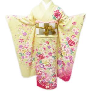 振袖 正絹 中古 ランクA 白 生成り ピンク 桜 お仕立て上がり 単品