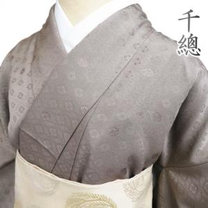 縞模様 地模様 モダン 白鼠色 着物 お召し 御召し 着物 A755-2 M