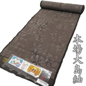 本場 奄美大島 紬 古代染色 純泥染 伝統的工芸品 着物 反物 tu-20 : 和