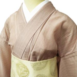 夏物 小紋 着物 中古 正絹 紗紬 カジュアル 洗柿色 多色 身丈164.5cm