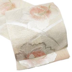 袋帯 中古 リサイクル 正絹 フォーマル 仕立て上がり 六通  花模様 薄灰色 多色 金 きもの北條 A977-13 袋帯 中古 リサイクル 正絹 フォーマル 仕立て上がり 六通 花模様 薄