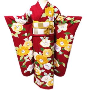 振袖 着物 中古 正絹 MIIA ミーア 花模様 斜め格子 兎 青系色 多色 金 