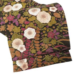 ☆きもの北條☆ 夏物 観世水に花の図 淑やかな和の装いに 練色 袋帯  