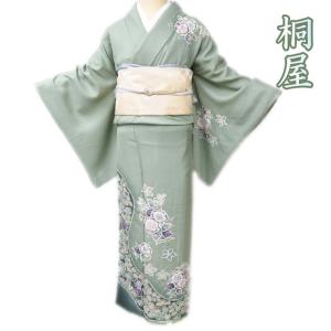 ☆きもの北條☆ 相良刺繍 花鳥の図 ふっくら華麗な刺繍の美 絹鼠色 多  